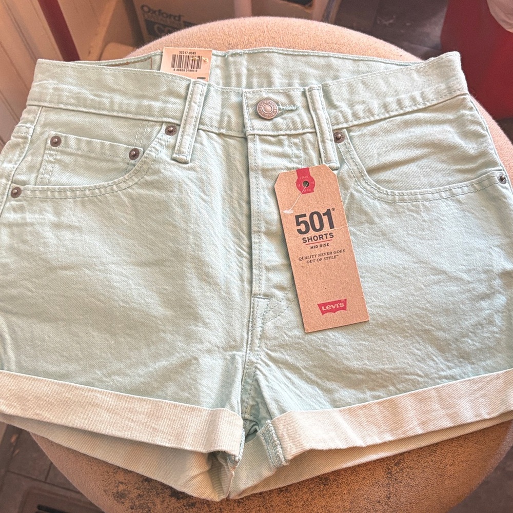 Levi's Women's Light Green 501 Jean Shorts
